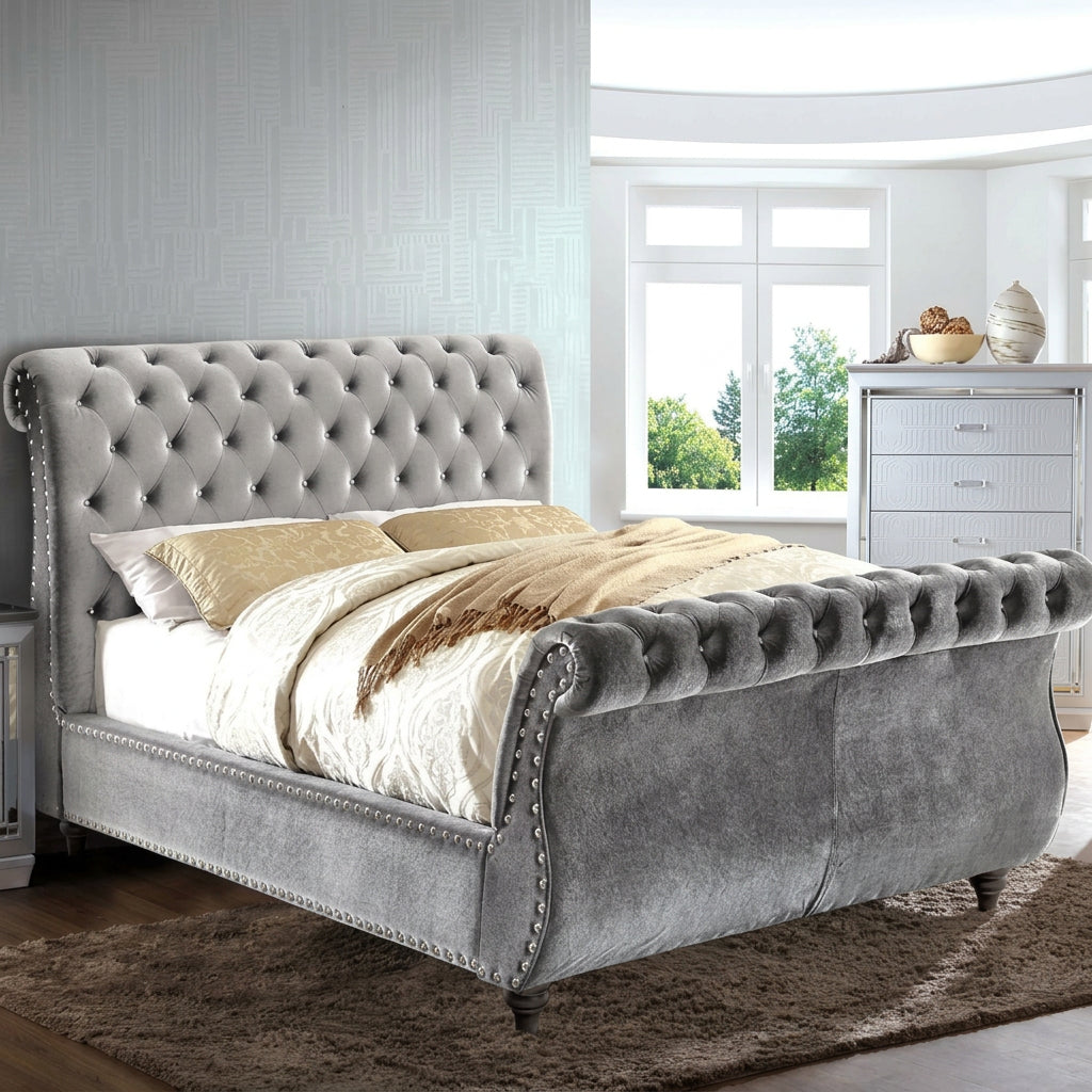 YB INTERIOR - Scroll Bed With A Frame
