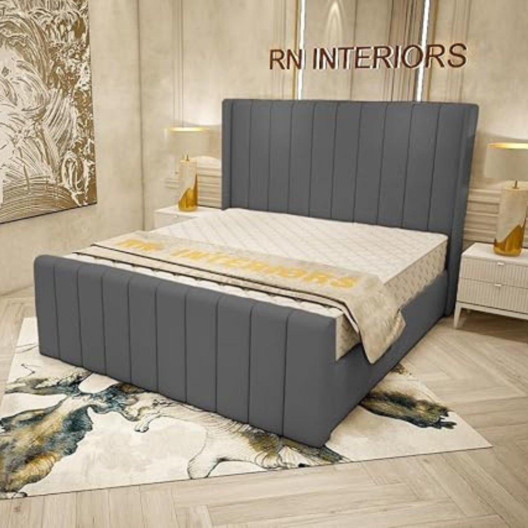 Single Divan Bed - Grey Plush Velvet Bed Frame