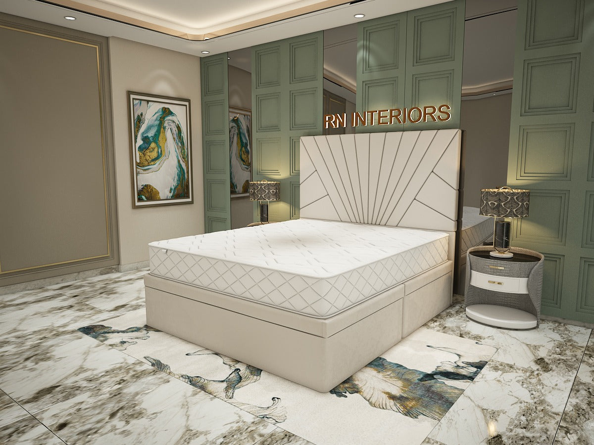 Single Divan Bed with Storage - 2025 Sunrise Divan Bed Frame With Mattress and Side Gaslift Storage 