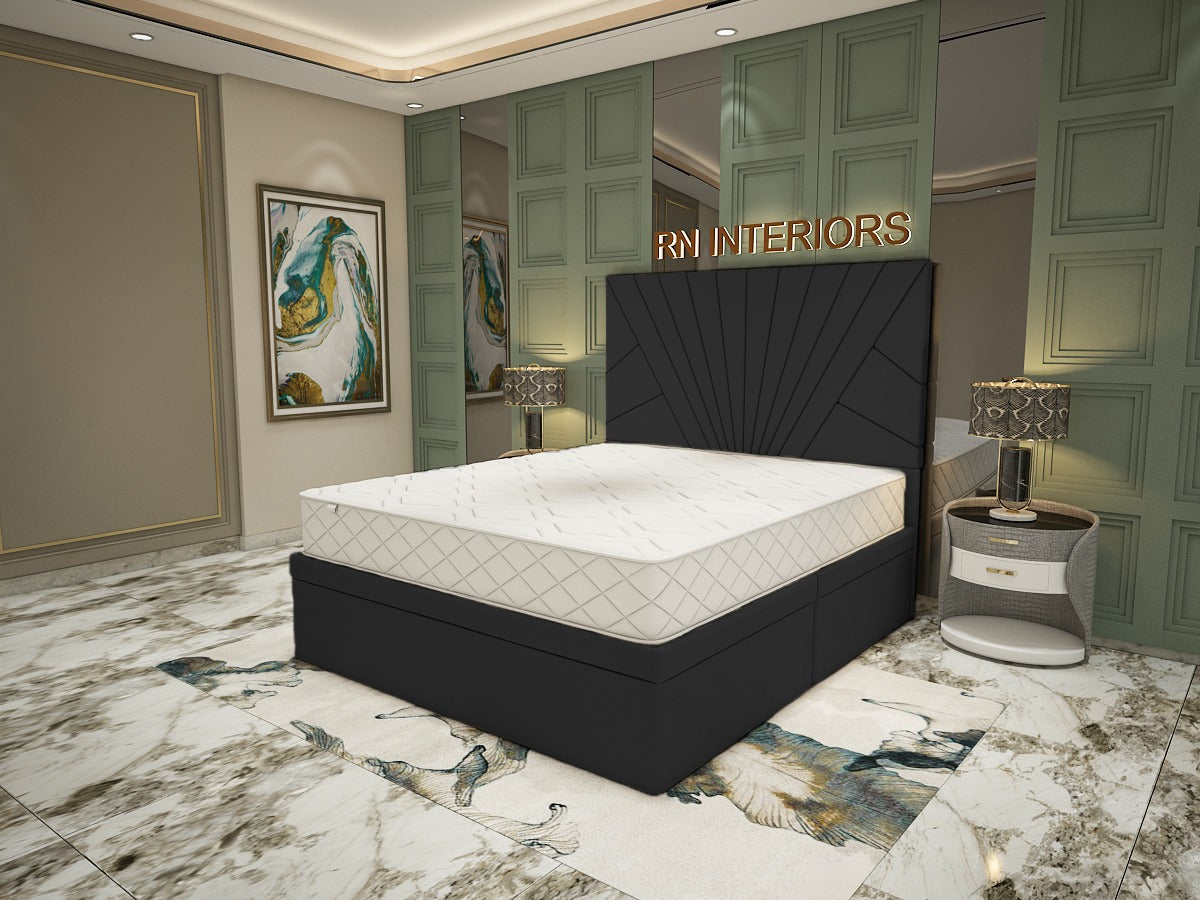 Single Divan Bed with Storage - 2025 Sunrise Divan Bed Frame With Mattress and Side Gaslift Storage 2