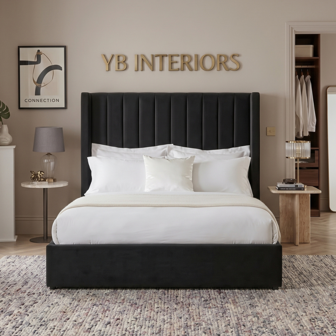 Ashel Wingback Bed Frame With Optional Storage & Mattress