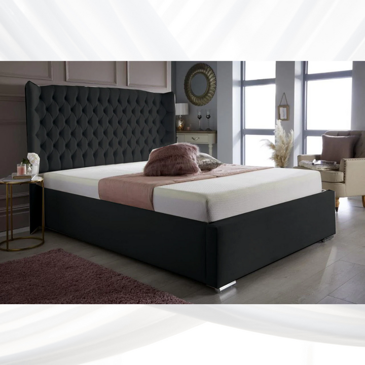 Luxurious Wing Bed Frame Chesterfield - Customizable Sizes, Colors, an ...